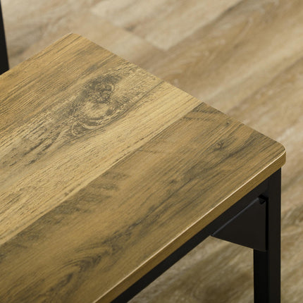 Dining Table and 2 Bench Set for 4 with Space-Saving Design - Natural