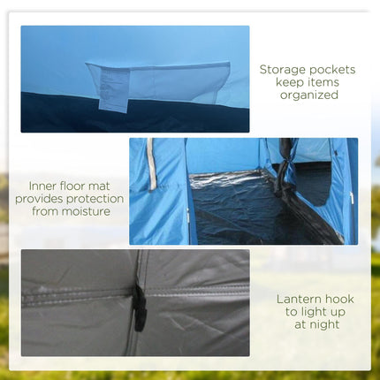 5-6 Man Waterproof Tunnel Tent with Sewn-In Floor and Carry Bag - Blue