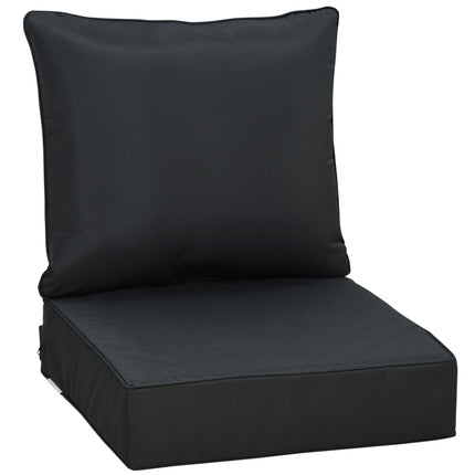 Outdoor Patio Deep Seating Chair Cushion Set with Back and Seat - Black