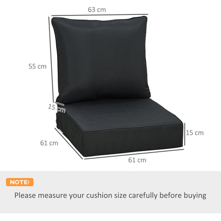 Outdoor Patio Deep Seating Chair Cushion Set with Back and Seat - Black