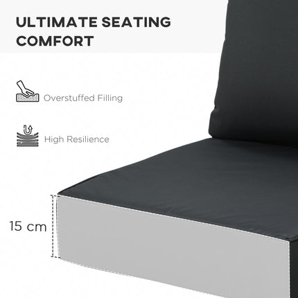 Outdoor Patio Deep Seating Chair Cushion Set with Back and Seat - Black