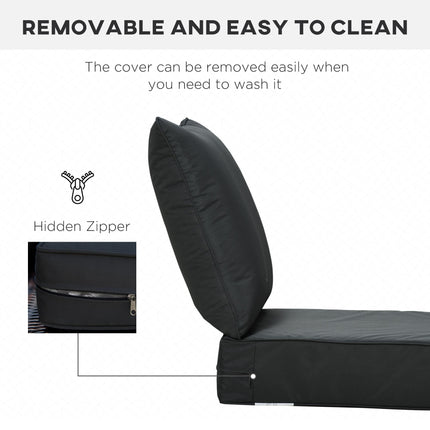 Outdoor Patio Deep Seating Chair Cushion Set with Back and Seat - Black