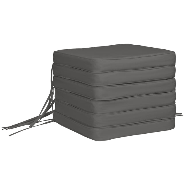Set of 6 Thick Padded Chair Cushions for Indoor & Outdoor Use - Grey