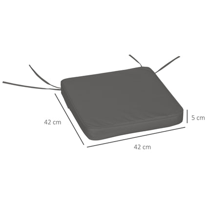 Set of 6 Thick Padded Chair Cushions for Indoor & Outdoor Use - Grey