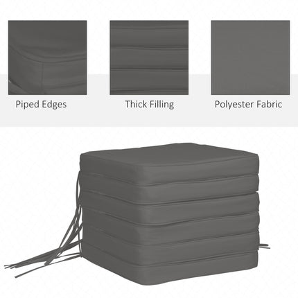 Set of 6 Thick Padded Chair Cushions for Indoor & Outdoor Use - Grey