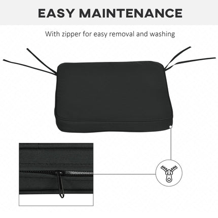 Set of 6 Chair Seat Cushions with Tie Fastenings 42x42x5cm - Black