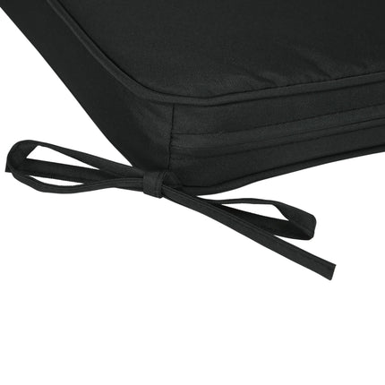 Set of 6 Chair Seat Cushions with Tie Fastenings 42x42x5cm - Black