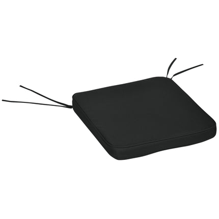 Set of 6 Chair Seat Cushions with Tie Fastenings 42x42x5cm - Black