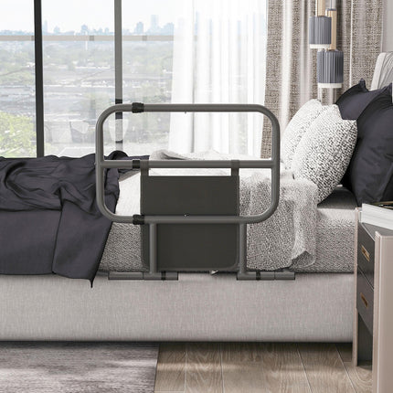 Folding Bed Assist Rail with Storage Pocket for Elderly Adults, Easy Install, 135kg Capacity - Black