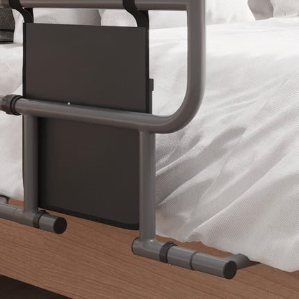 Folding Bed Assist Rail with Storage Pocket for Elderly Adults, Easy Install, 135kg Capacity - Black