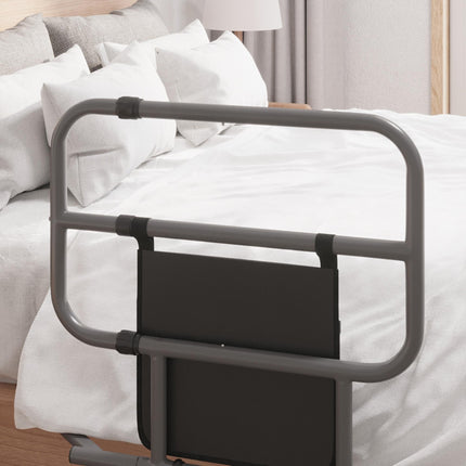 Folding Bed Assist Rail with Storage Pocket for Elderly Adults, Easy Install, 135kg Capacity - Black