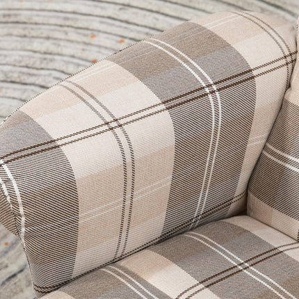 Linen Swivel Recliner Chair with Storage Ottoman and Wooden Base - Multicolour