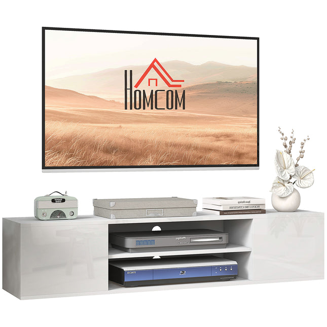 Floating TV Stand Cabinet for TVs up to 60" with Storage & Cable Management - White