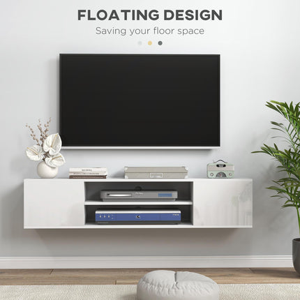 Floating TV Stand Cabinet for TVs up to 60" with Storage & Cable Management - White