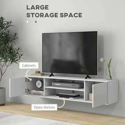 Floating TV Stand Cabinet for TVs up to 60" with Storage & Cable Management - White