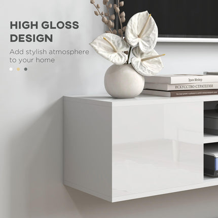 Floating TV Stand Cabinet for TVs up to 60" with Storage & Cable Management - White