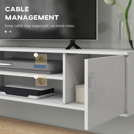 Floating TV Stand Cabinet for TVs up to 60" with Storage & Cable Management - White
