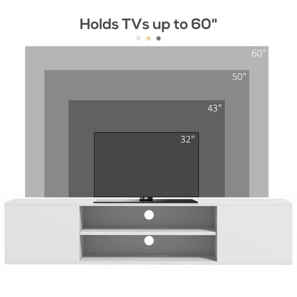 Floating TV Stand Cabinet for TVs up to 60" with Storage & Cable Management - White