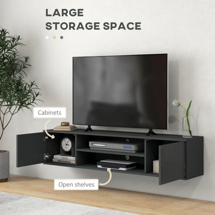 Floating Wall Mounted TV Stand Cabinet for TVs up to 60" with Storage and Cable Management - Grey