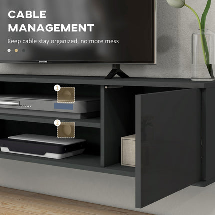 Floating Wall Mounted TV Stand Cabinet for TVs up to 60" with Storage and Cable Management - Grey