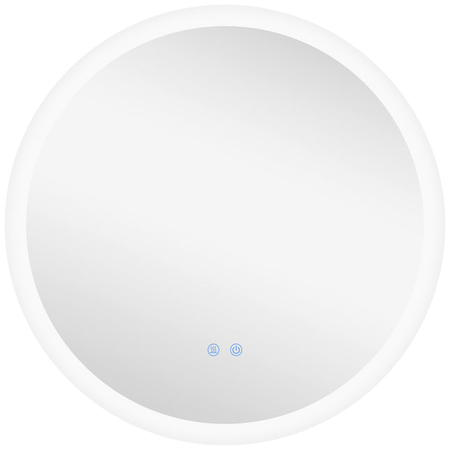 Round Illuminated Bathroom Mirror 70x70 cm with LED Lights and Anti-Fog - Silver