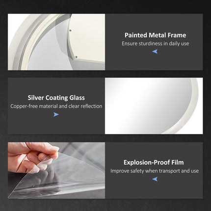 Round Illuminated Bathroom Mirror 70x70 cm with LED Lights and Anti-Fog - Silver