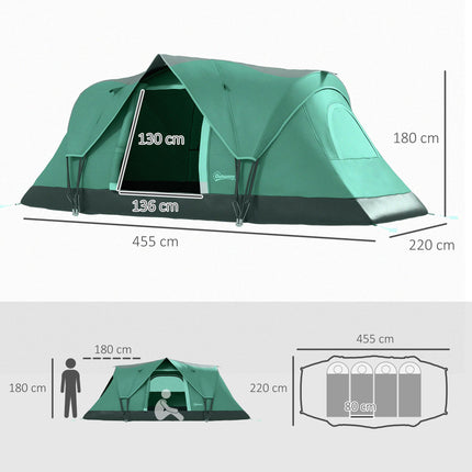 5-6 Person Dome Camping Tent with UV Protection and Water Resistance - Dark Green