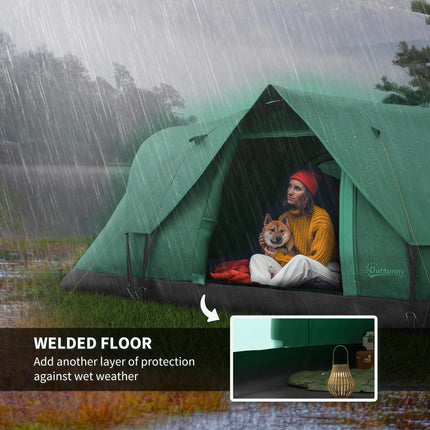 5-6 Person Dome Camping Tent with UV Protection and Water Resistance - Dark Green