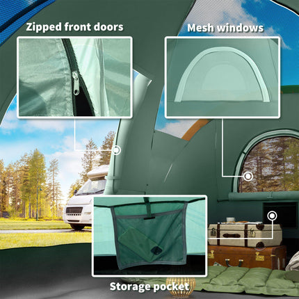 5-6 Person Dome Camping Tent with UV Protection and Water Resistance - Dark Green