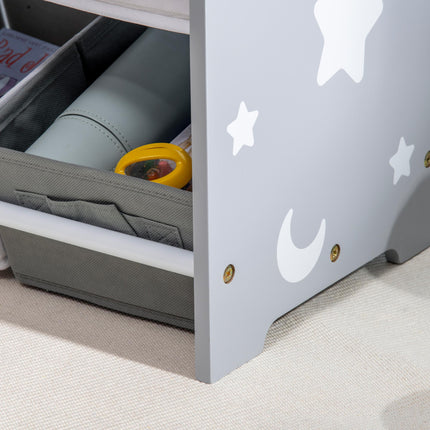 3 Piece Kids Bedroom Furniture Set with Storage Baskets - Grey