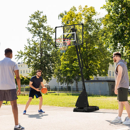 Height Adjustable Basketball Hoop and Stand 2.4-2.9m with Weighted Base and Wheels - Black and Red
