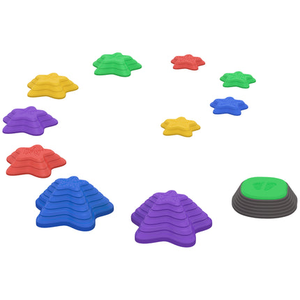 11 Piece Kids Balance Stepping Stones Set with Non-Slip Starfish Shapes - Multicoloured