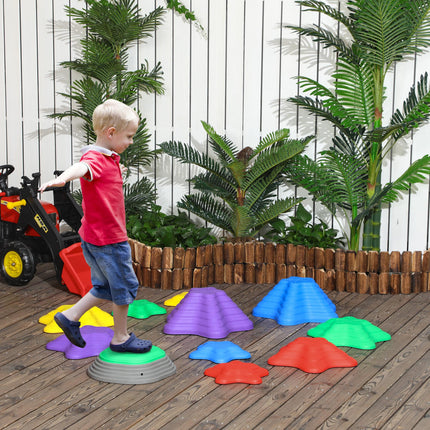 11 Piece Kids Balance Stepping Stones Set with Non-Slip Starfish Shapes - Multicoloured