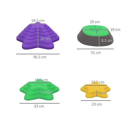 11 Piece Kids Balance Stepping Stones Set with Non-Slip Starfish Shapes - Multicoloured