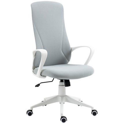 High-Back Office Chair with Armrests, Tilt Function & Adjustable Height - Light Grey