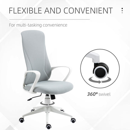High-Back Office Chair with Armrests, Tilt Function & Adjustable Height - Light Grey