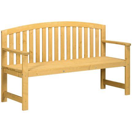 2 Seater Wooden Garden Bench with Armrest for Outdoor - Orange