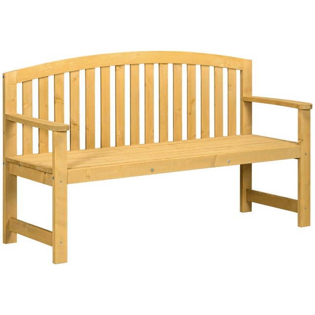 2 Seater Wooden Garden Bench with Armrest for Outdoor - Orange