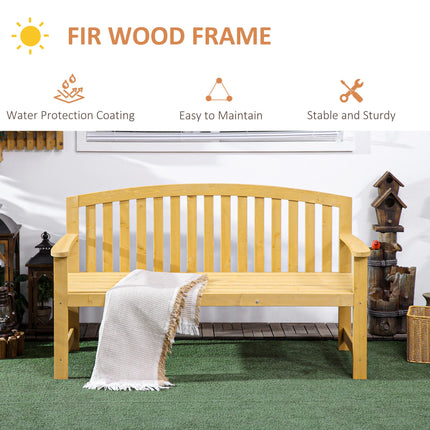 2 Seater Wooden Garden Bench with Armrest for Outdoor - Orange