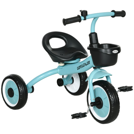 Adjustable Kids Tricycle with Basket and Bell for Ages 2-5 - Blue