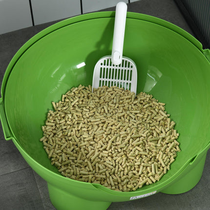 Large Hooded Cat Litter Box with Front Entrance, Scoop & Handle 53x51x48cm - Green