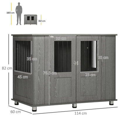Dog Crate Furniture End Table for Extra Large Dogs with Magnetic Door, Grey - 116 x 60 x 87 cm