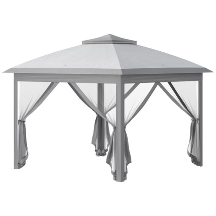 11 Foot Pop Up Canopy Tent Set with Mesh Sidewalls and Adjustable Height - Beige