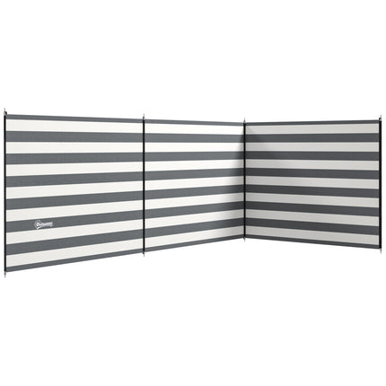 5 Pole Camping Windbreak 150x540cm with Carry Bag - Grey and White