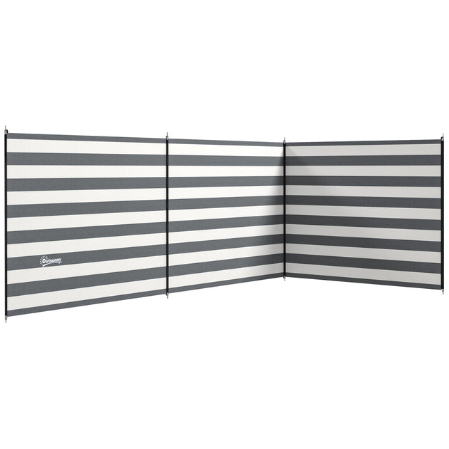 5 Pole Camping Windbreak 150x540cm with Carry Bag - Grey and White