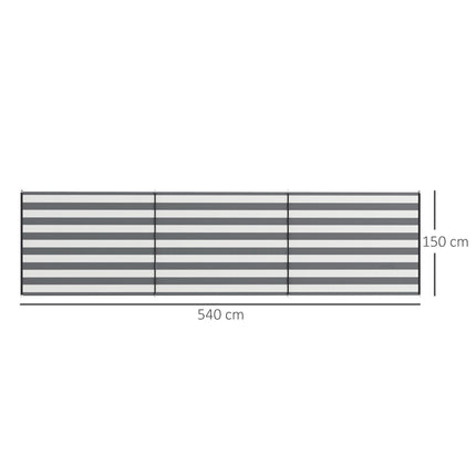 5 Pole Camping Windbreak 150x540cm with Carry Bag - Grey and White