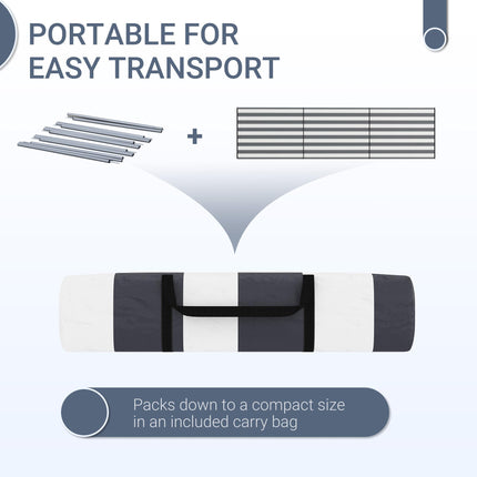 5 Pole Camping Windbreak 150x540cm with Carry Bag - Grey and White
