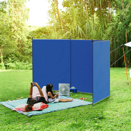Foldable Portable Camping Windbreak 4.5x1.5m Water-Resistant Fabric - Blue