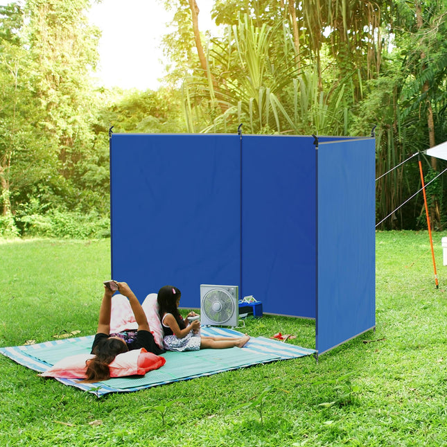 Foldable Portable Camping Windbreak 4.5x1.5m Water-Resistant Fabric - Blue