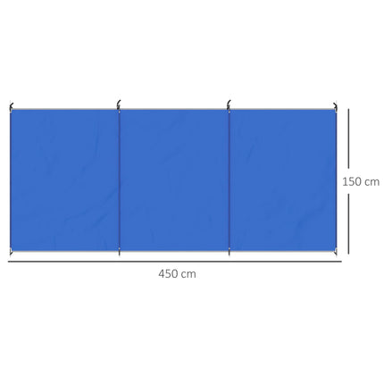 Foldable Portable Camping Windbreak 4.5x1.5m Water-Resistant Fabric - Blue